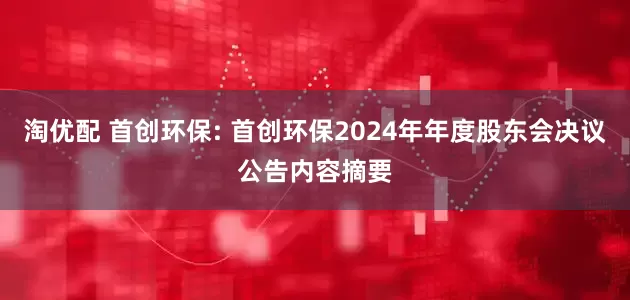 淘优配 首创环保: 首创环保2024年年度股东会决议公告内容摘要